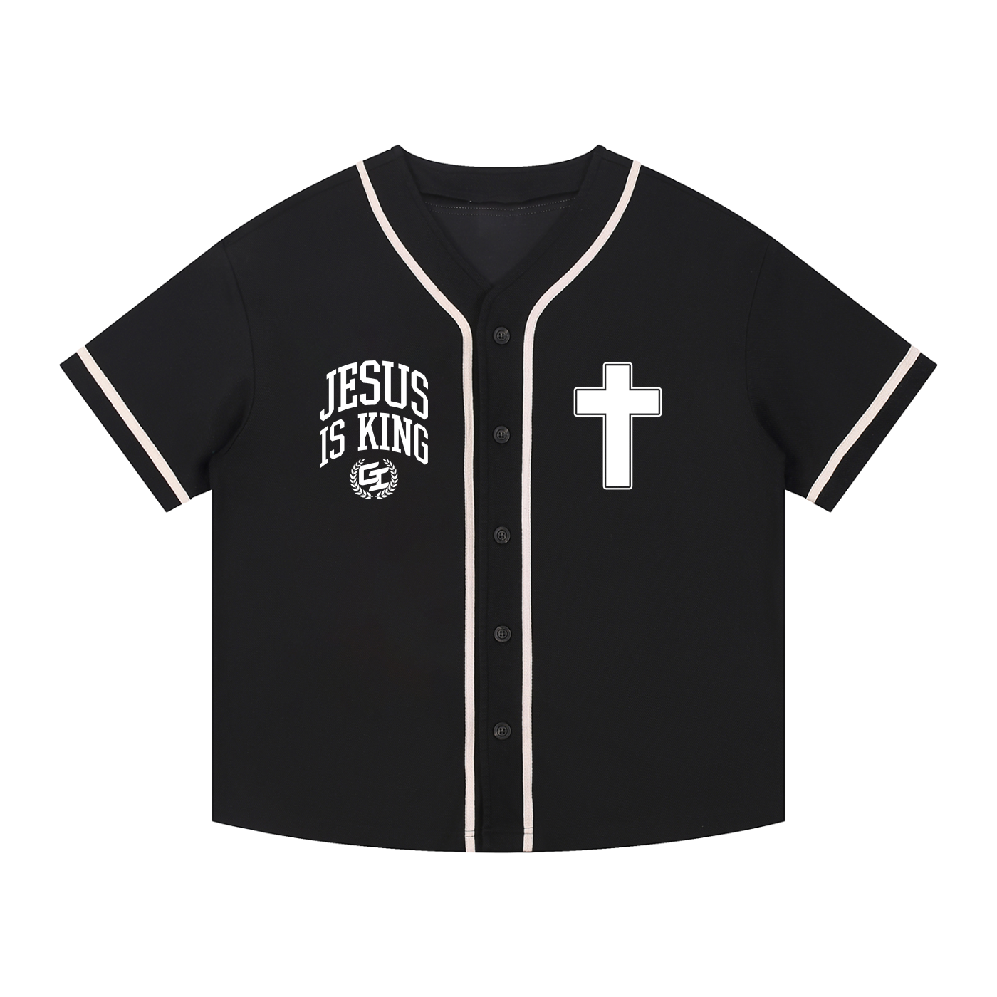 'Glory 2 The King' Contrast Piped Button-Up Jersey