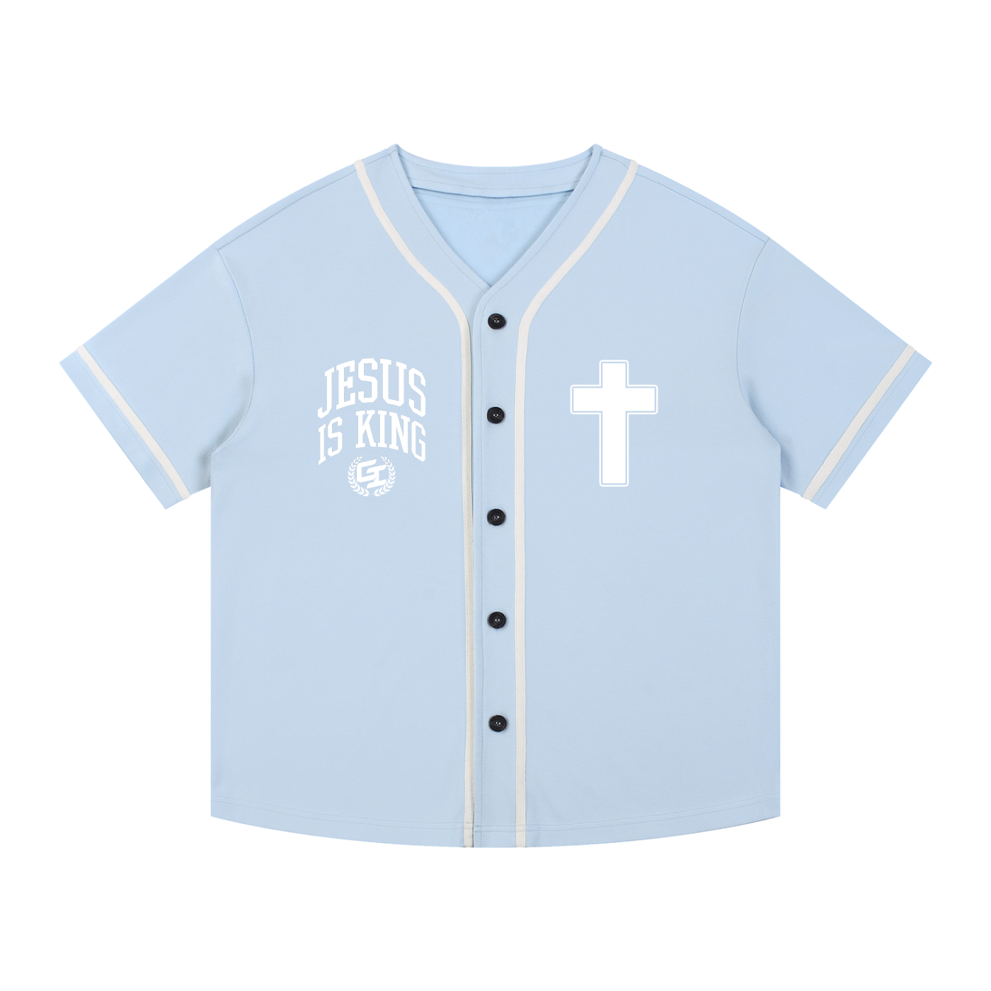 'Glory 2 The King' Contrast Piped Button-Up Jersey
