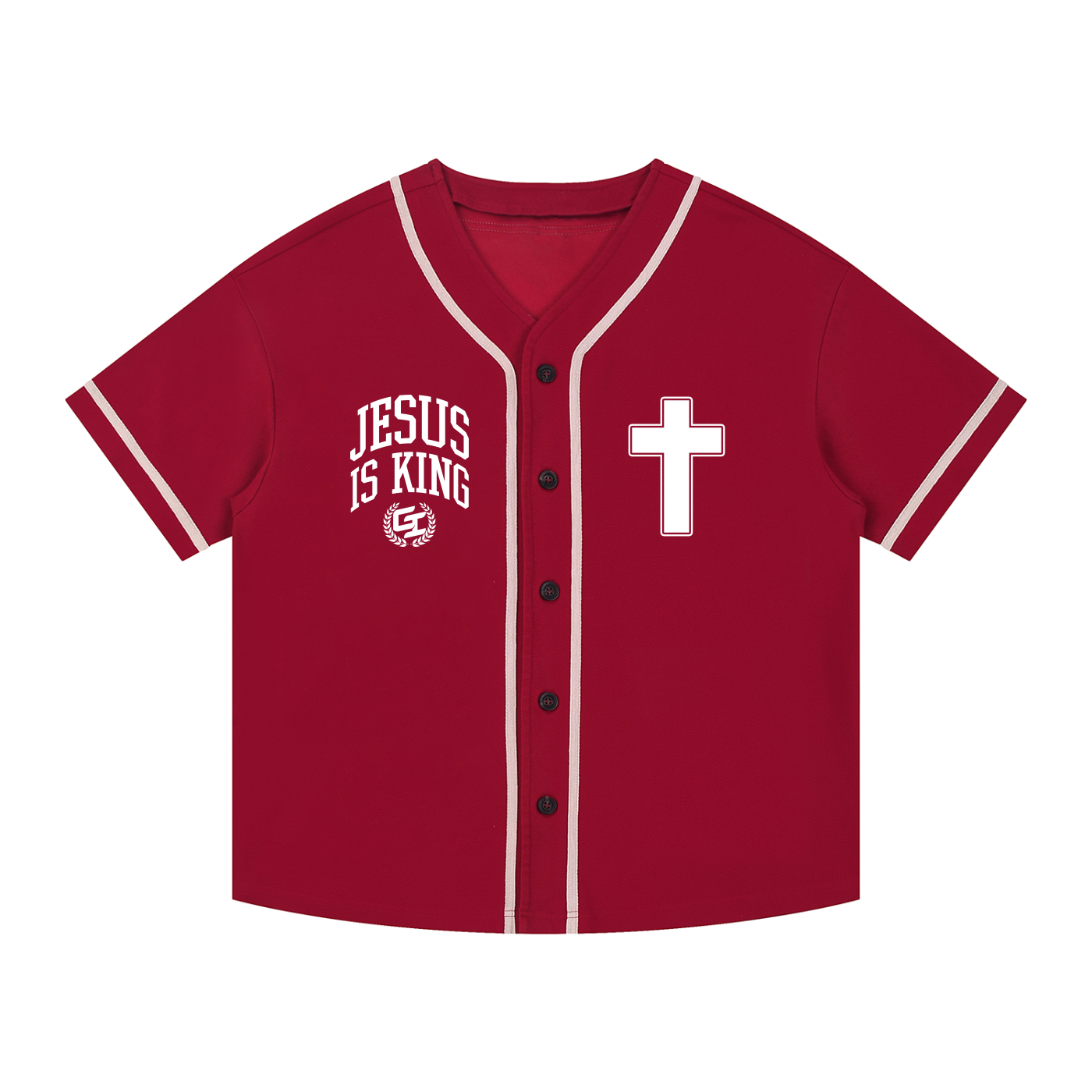 'Glory 2 The King' Contrast Piped Button-Up Jersey