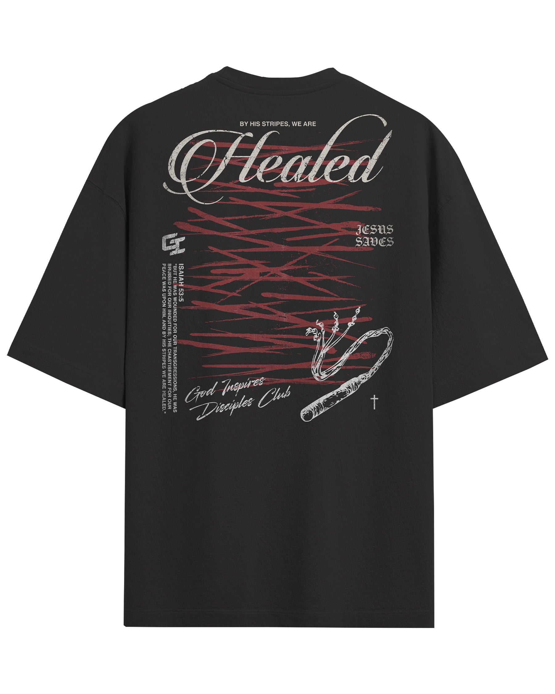 'By His Stripes' Oversized Faded T-Shirt