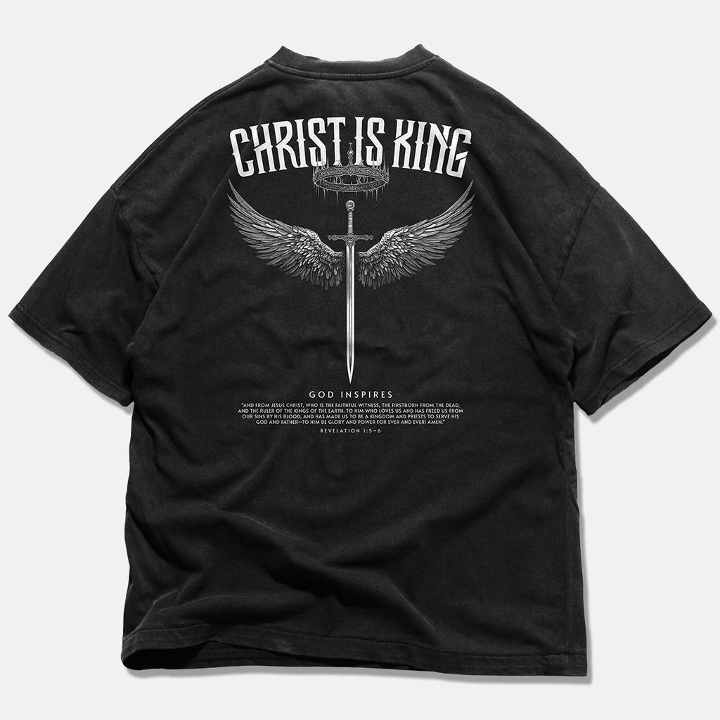 'Christ Is King' Oversized Faded T-Shirt