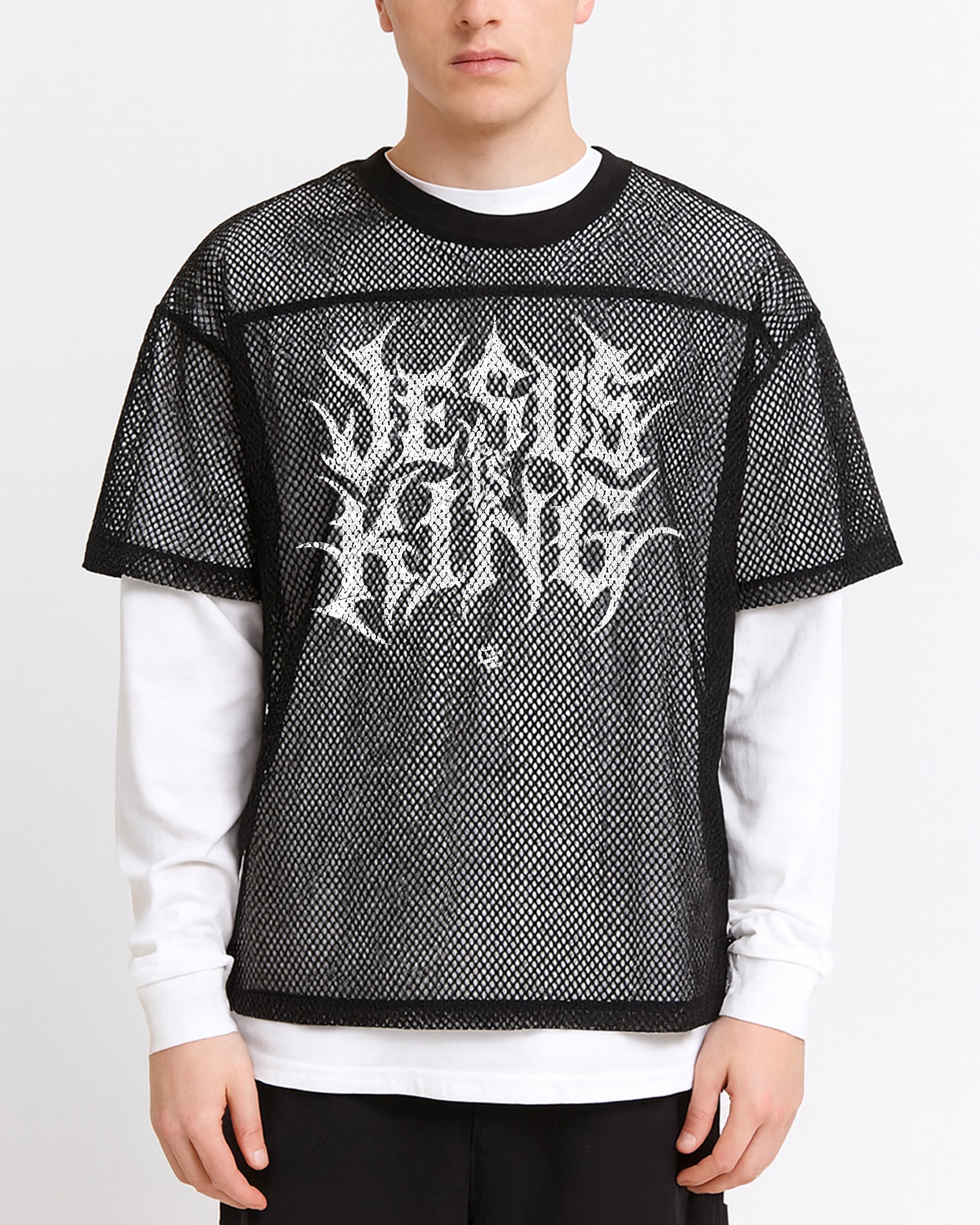 'Glory 2 The King' See-Through Boxy Net T-Shirt