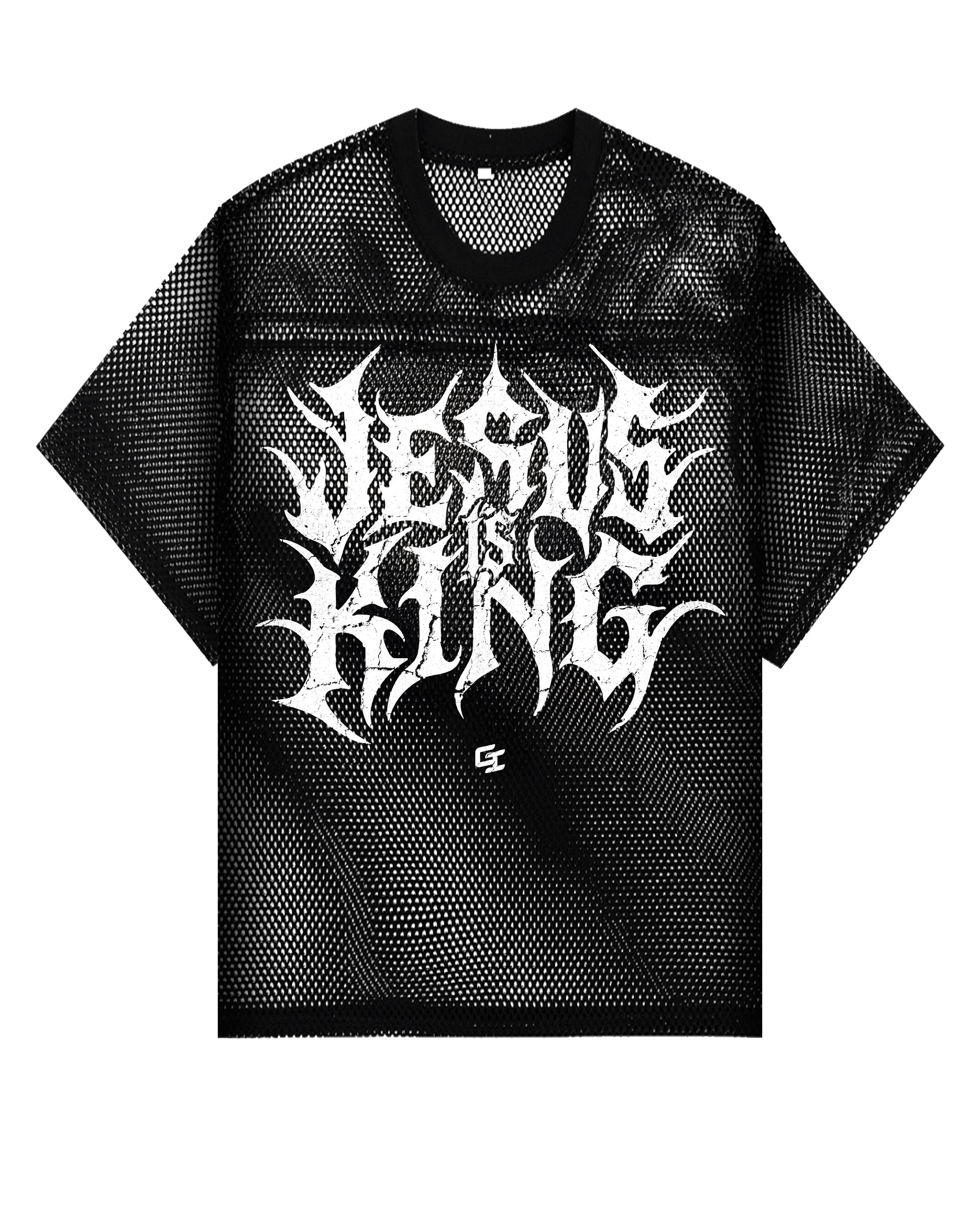 'Glory 2 The King' See-Through Boxy Net T-Shirt