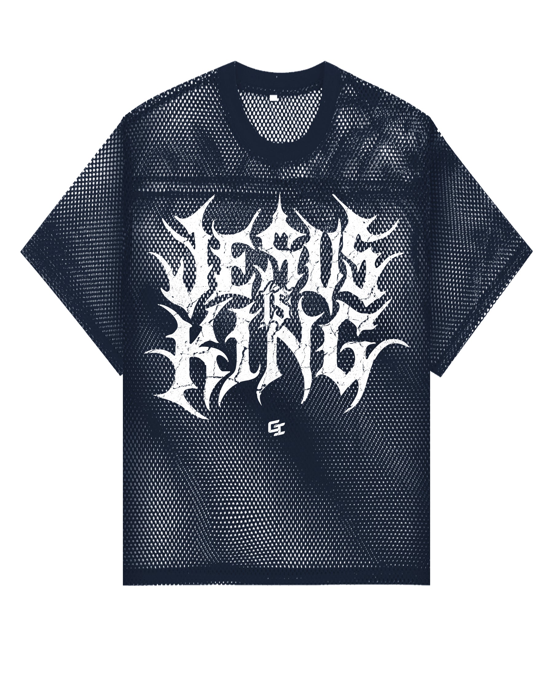 'Glory 2 The King' See-Through Boxy Net T-Shirt
