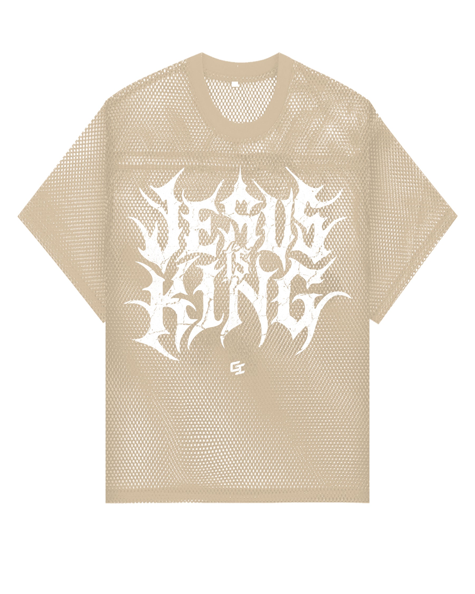 'Glory 2 The King' See-Through Boxy Net T-Shirt