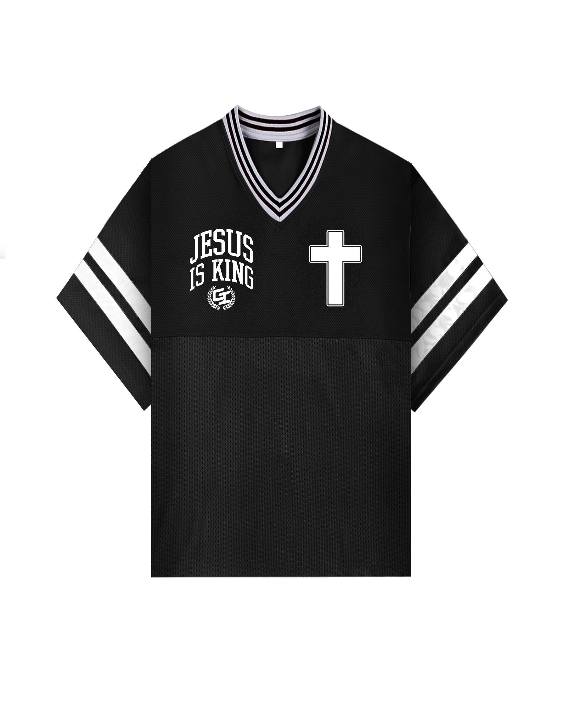Black 'Glory 2 The King' Taped Mesh Boxy T-Shirt