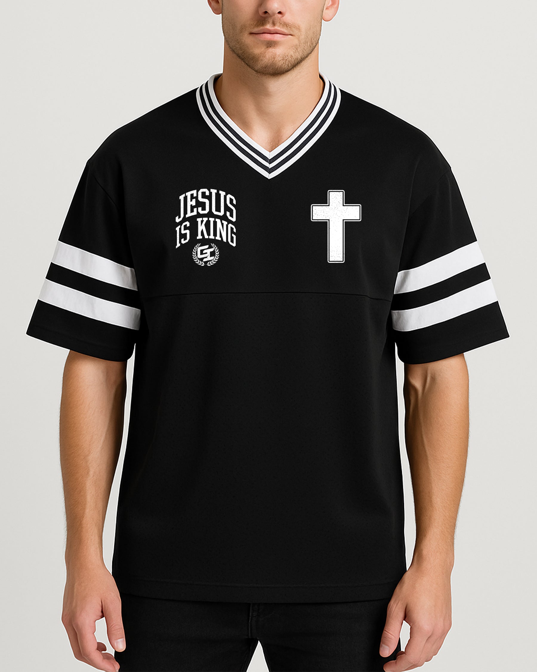 Black 'Glory 2 The King' Taped Mesh Boxy T-Shirt