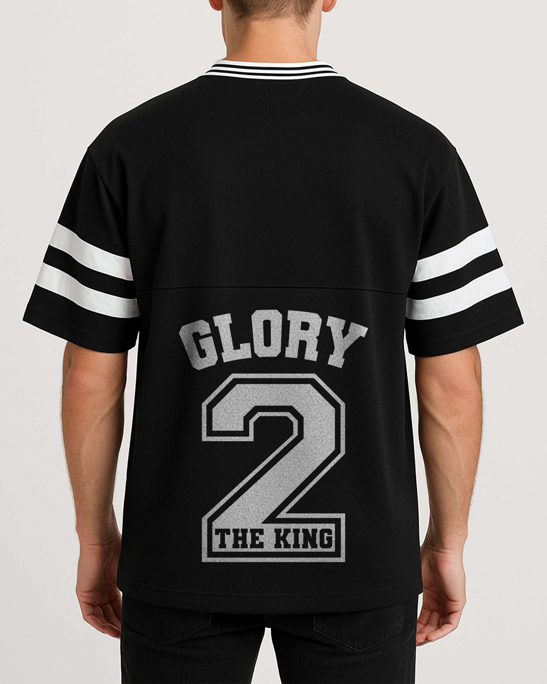 Black 'Glory 2 The King' Taped Mesh Boxy T-Shirt
