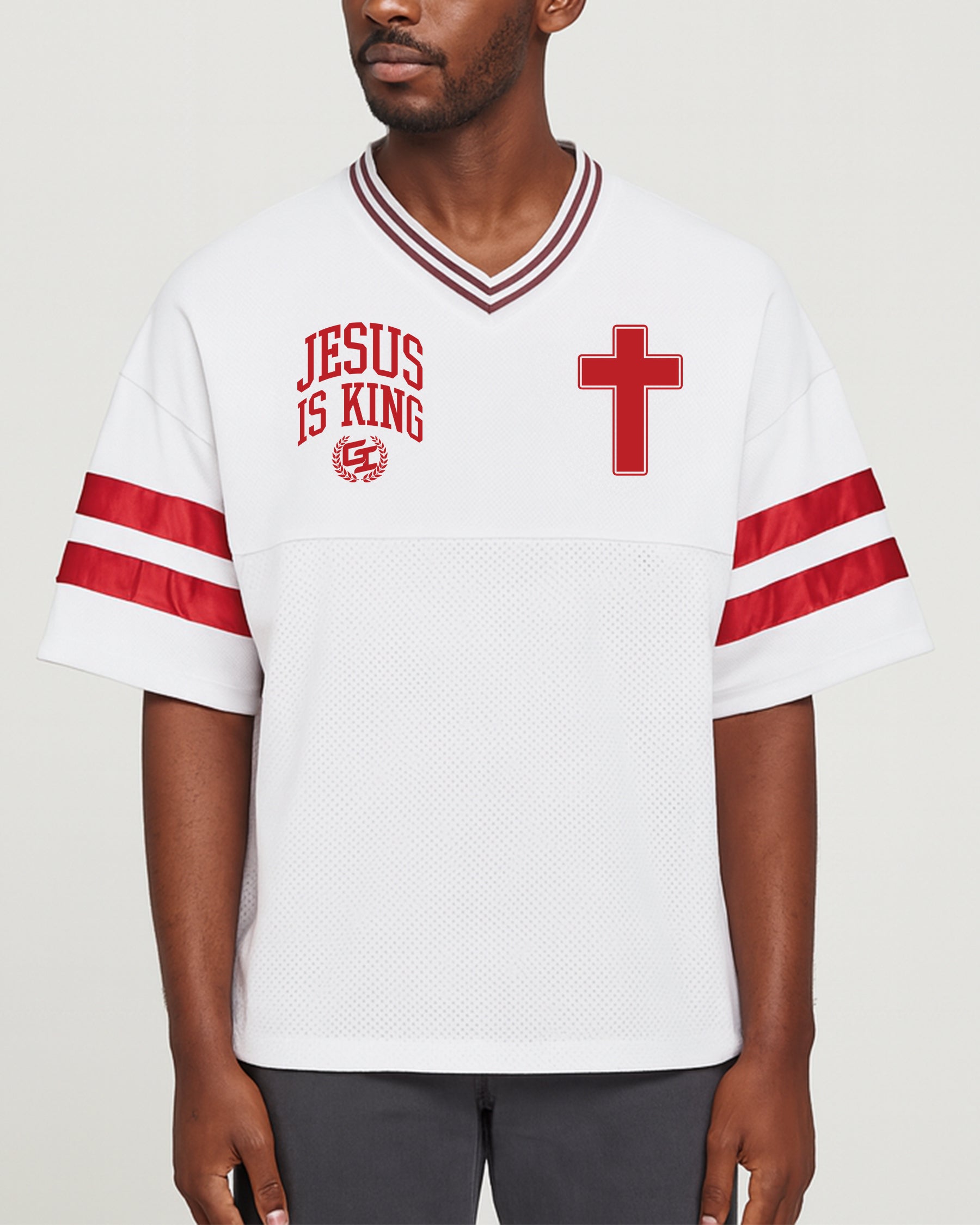 White 'Glory 2 The King' Taped Mesh Boxy T-Shirt