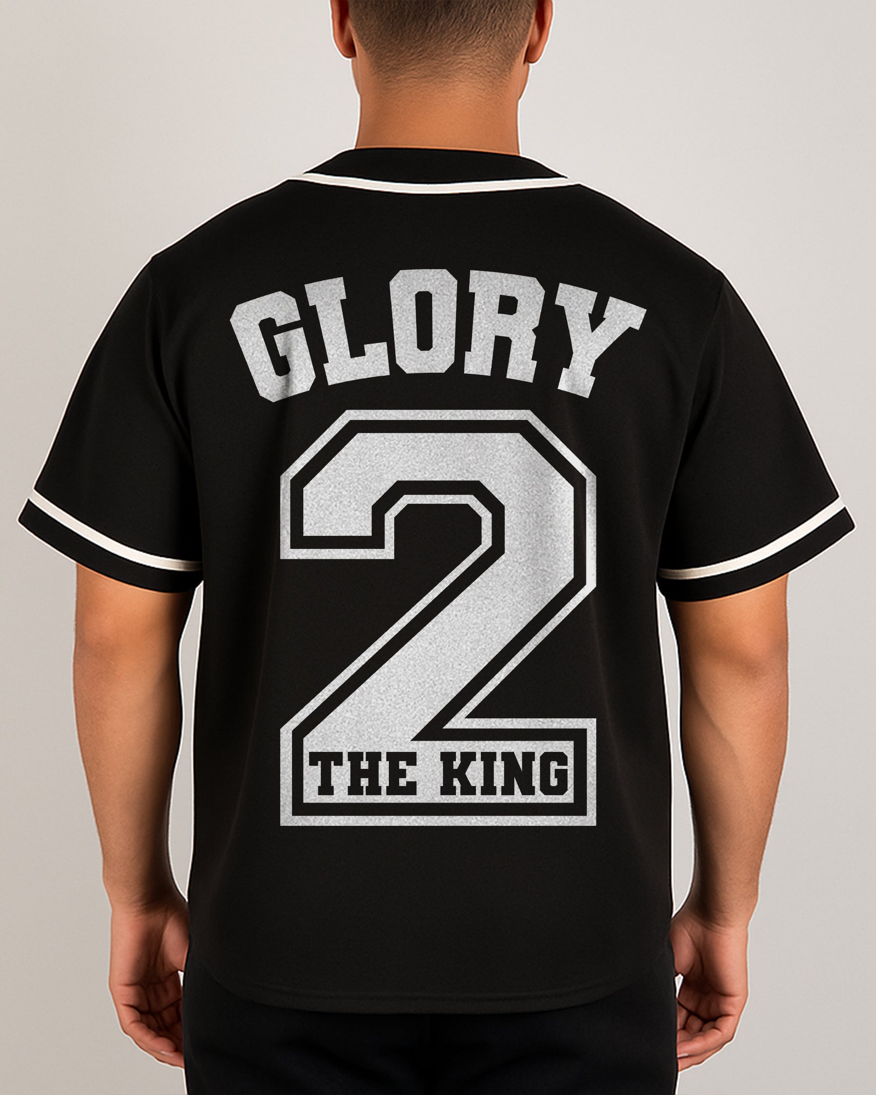 'Glory 2 The King' Contrast Piped Button-Up Jersey
