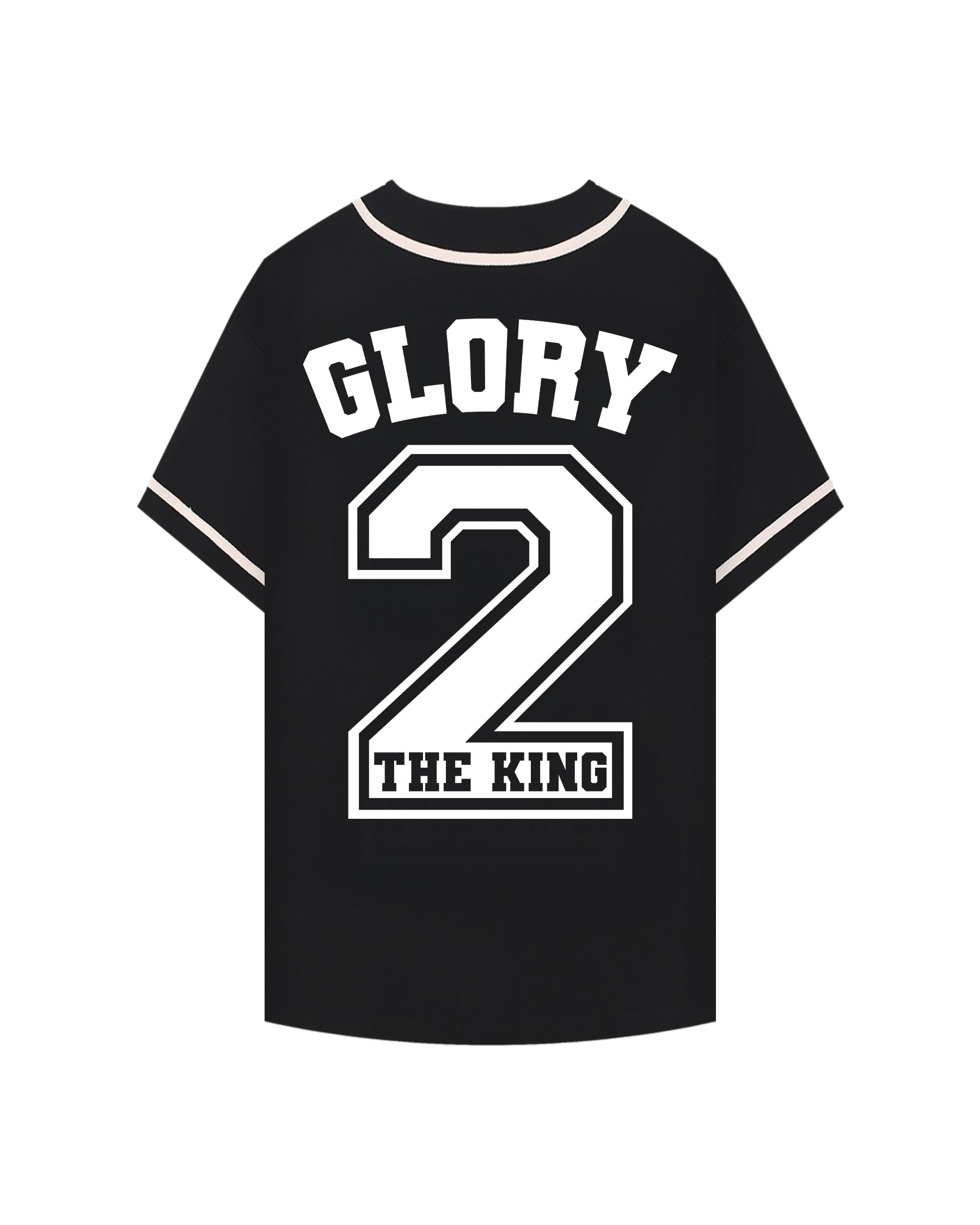 'Glory 2 The King' Contrast Piped Button-Up Jersey