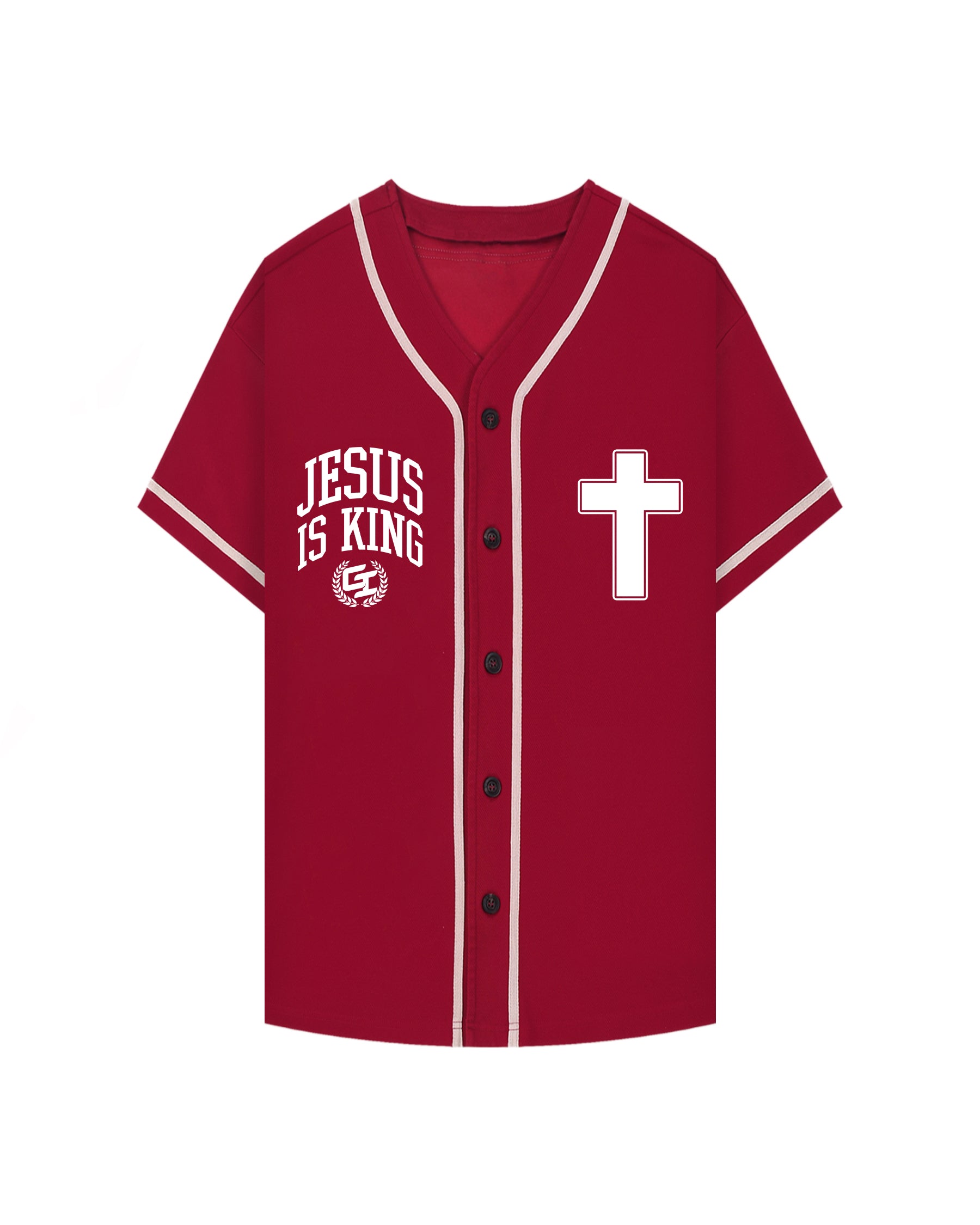 'Glory 2 The King' Contrast Piped Button-Up Jersey