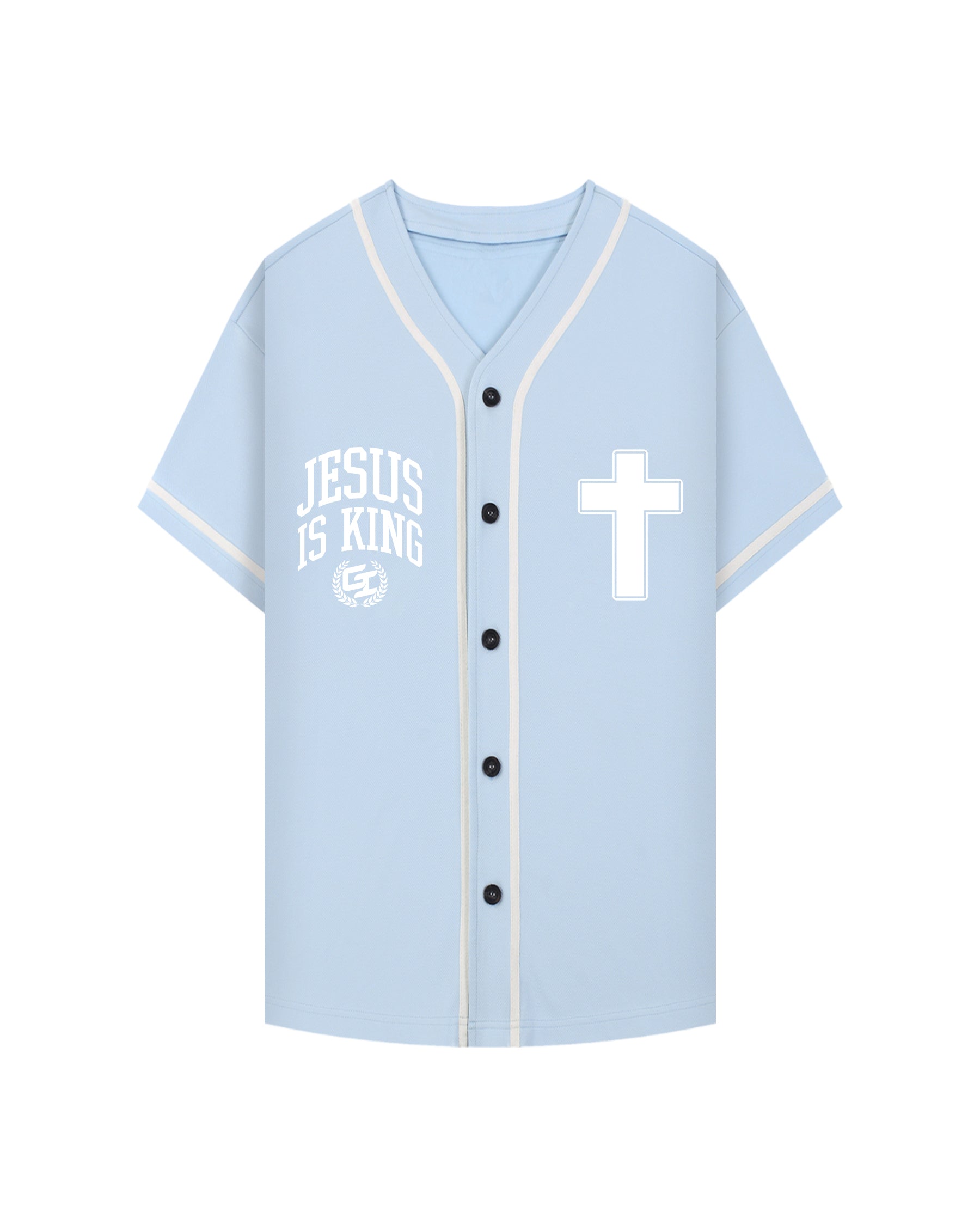 'Glory 2 The King' Contrast Piped Button-Up Jersey