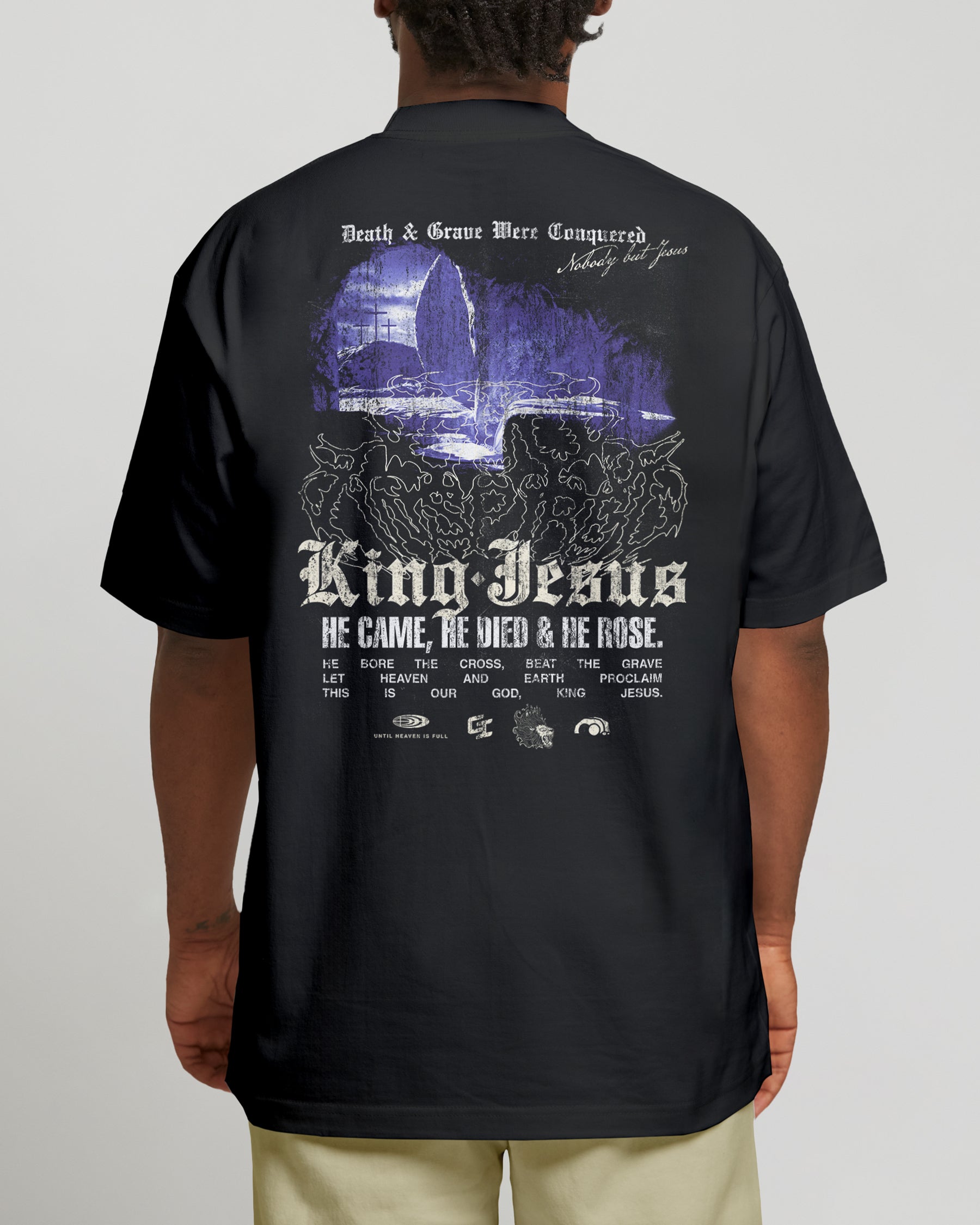 'Grave Conquered' Oversized Faded T-Shirt