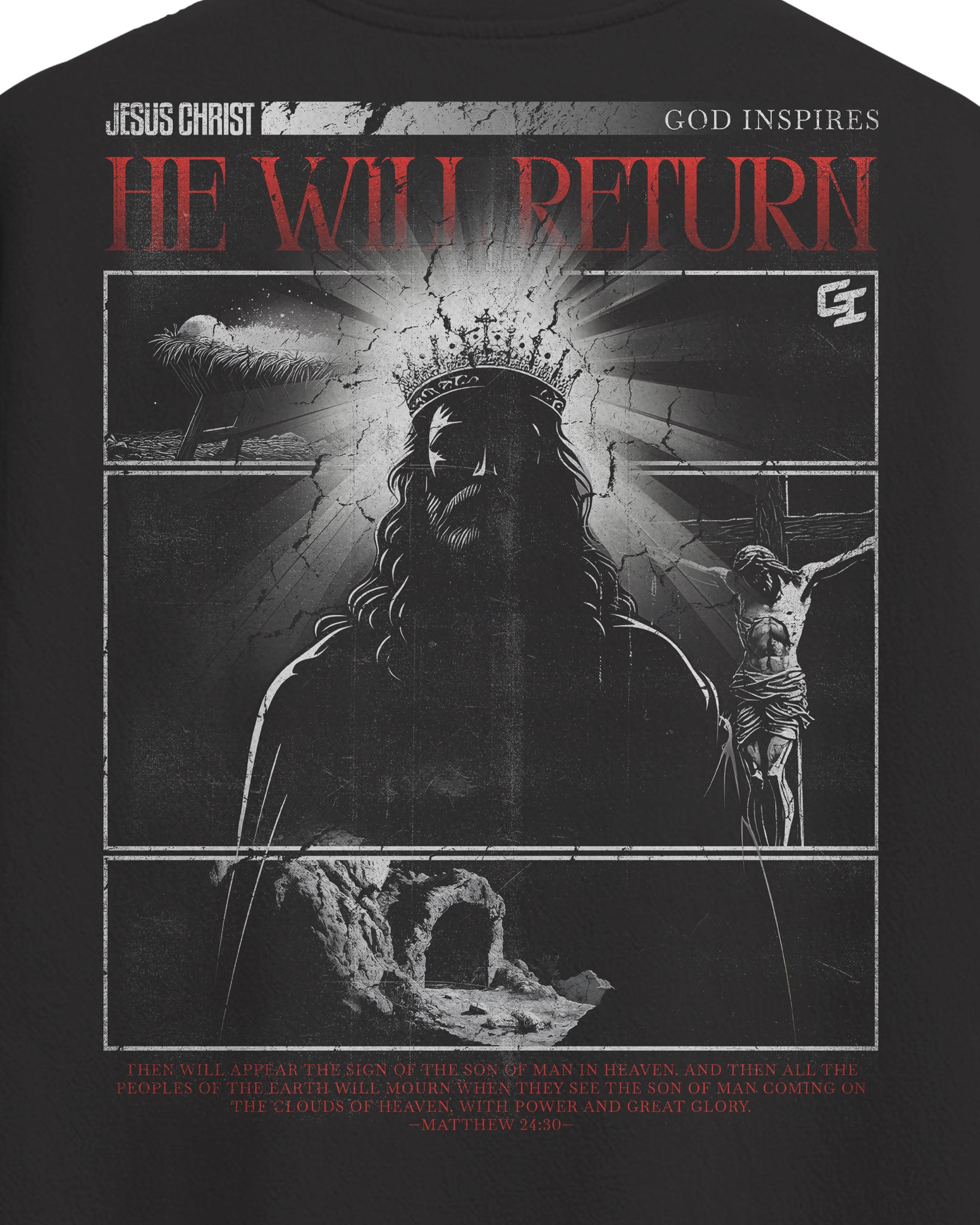 'He Will Return' Oversized Faded T-Shirt