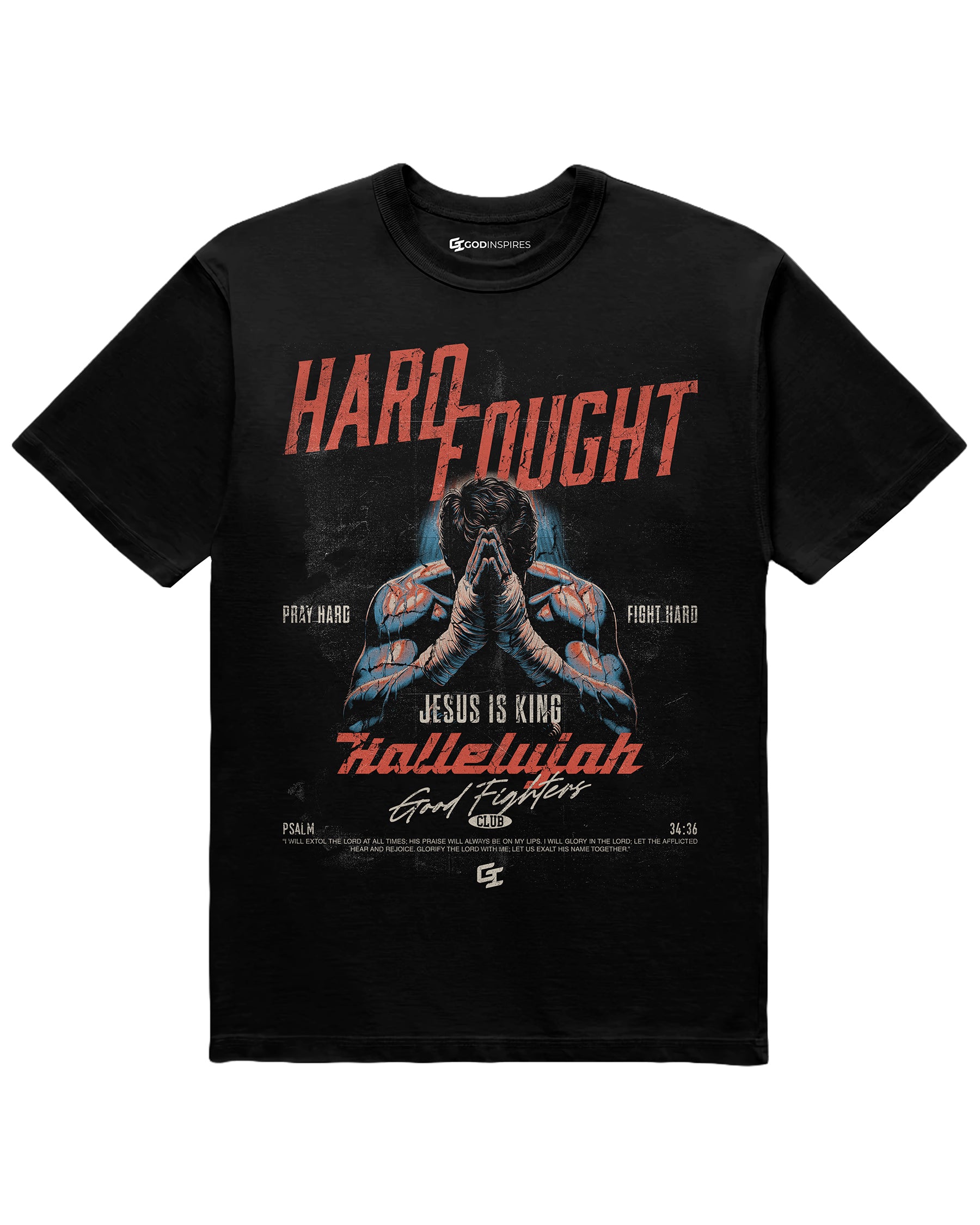 'Pray Hard, Fight Hard' Heavyweight T-Shirt