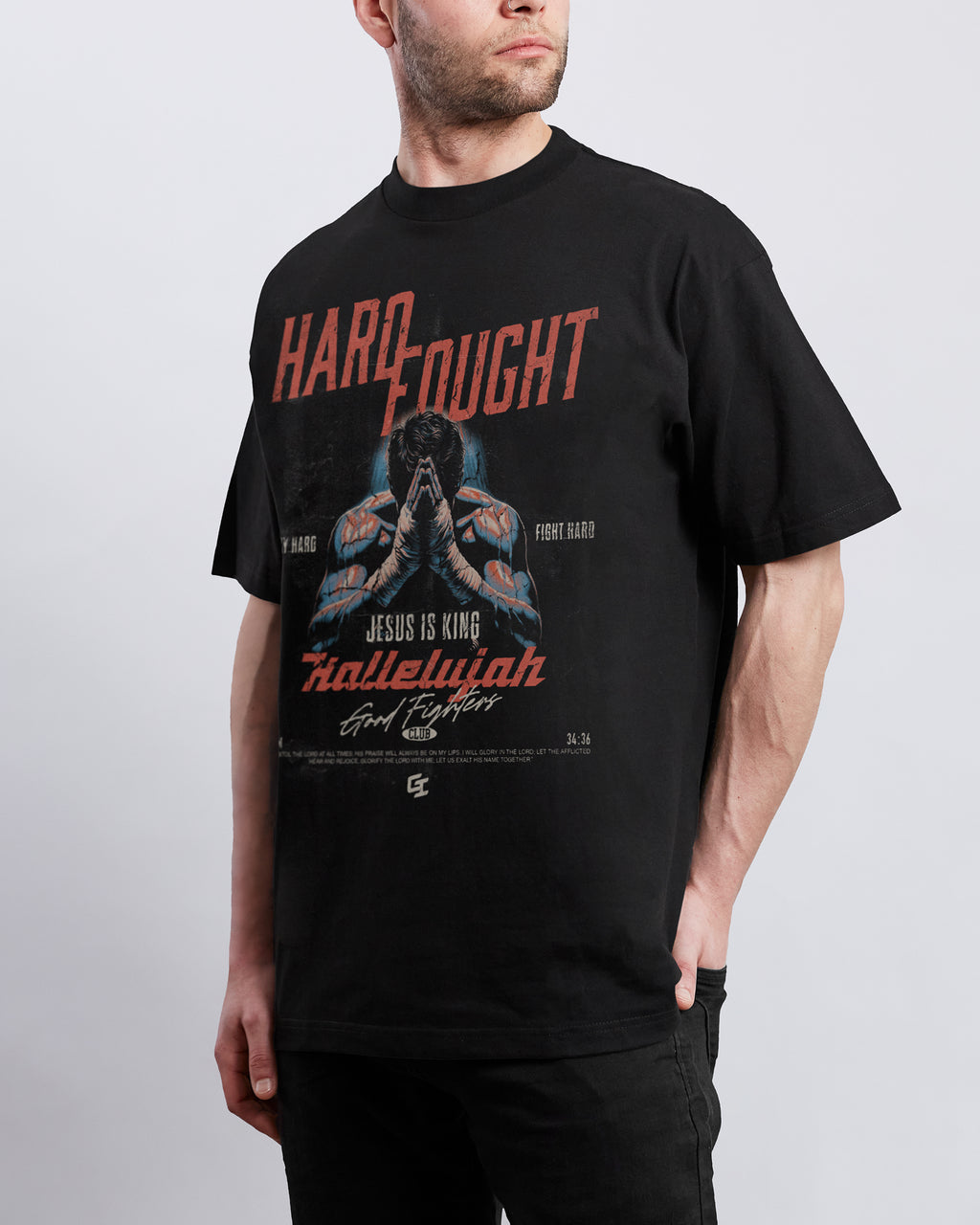 'Pray Hard, Fight Hard' Staple T-Shirt