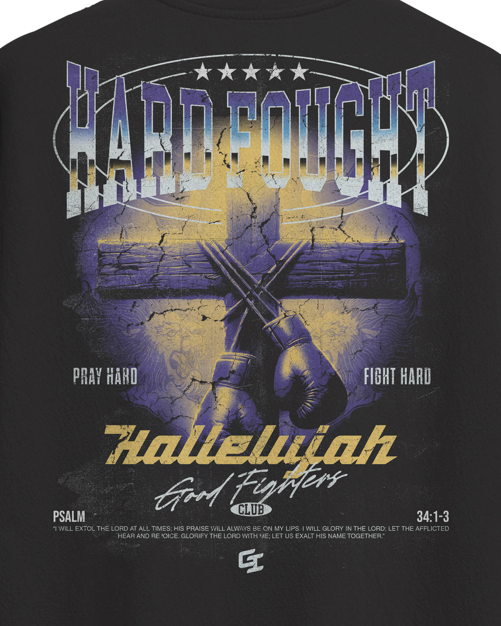 'The Fighter’s Cross' Oversized Faded T-Shirt