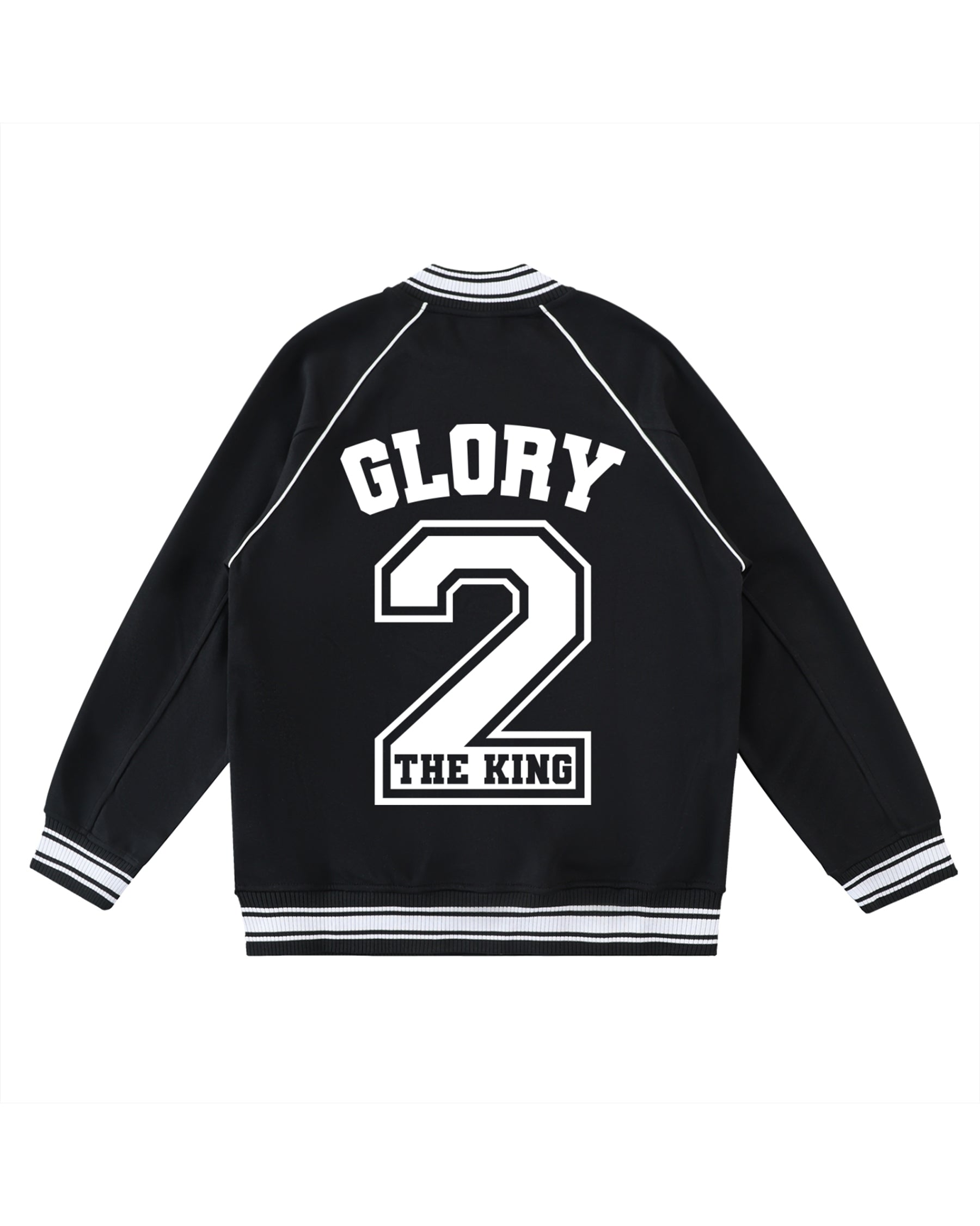 'Glory 2 The King' Contrast Trim Raglan Varsity Jacket