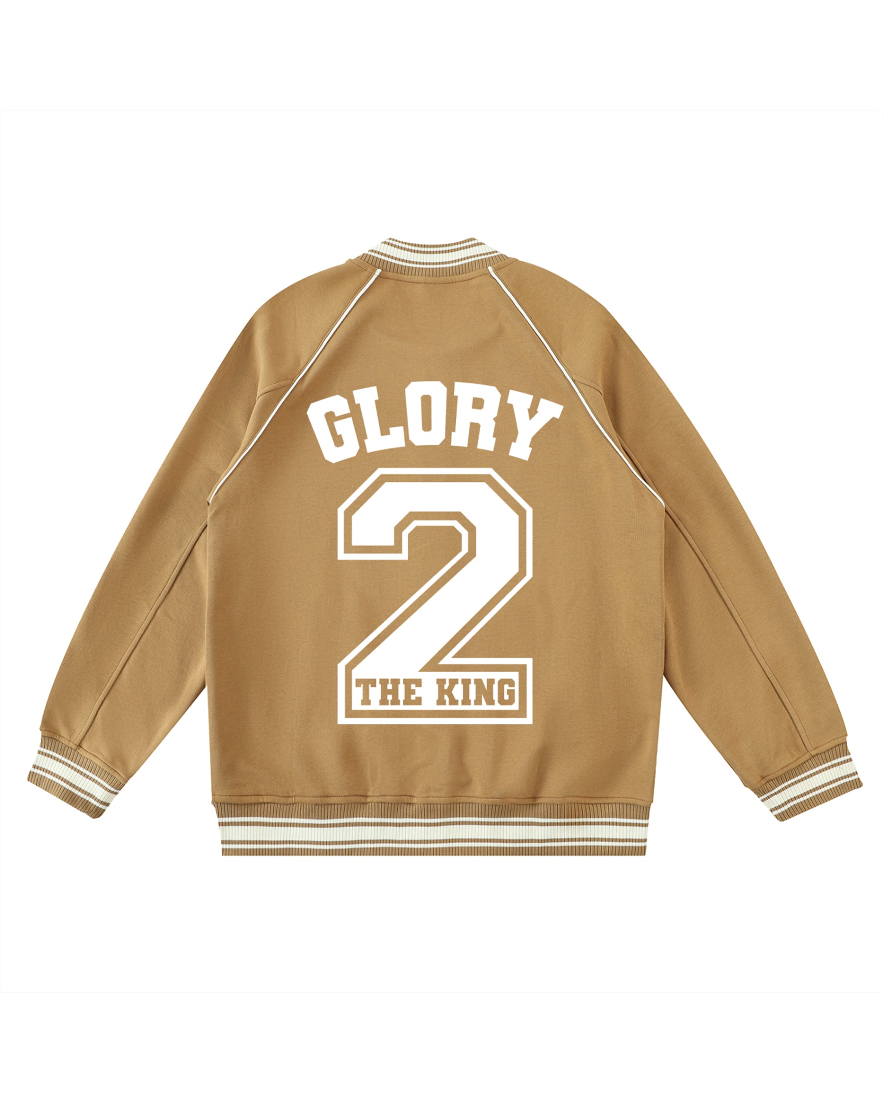'Glory 2 The King' Contrast Trim Raglan Varsity Jacket