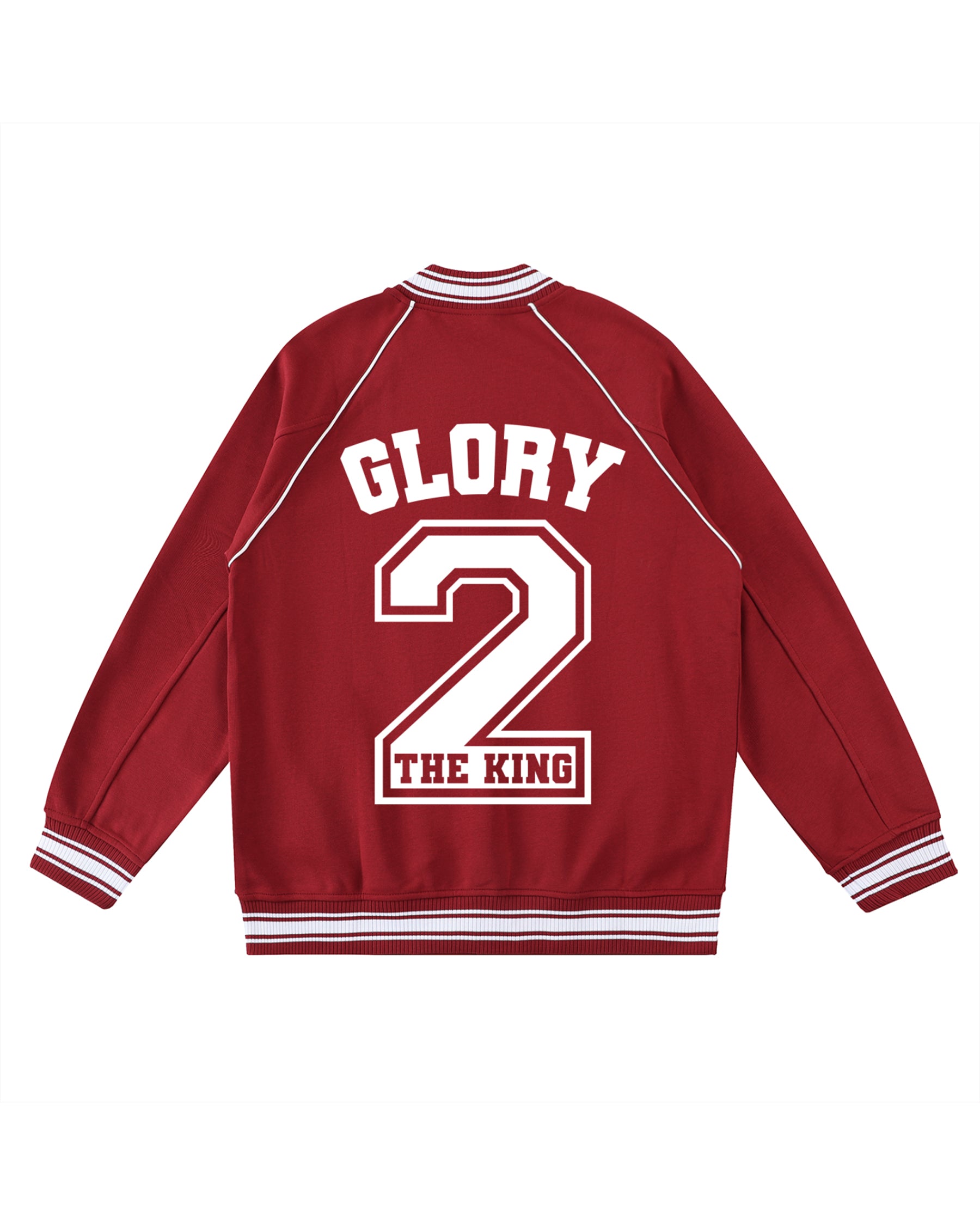 'Glory 2 The King' Contrast Trim Raglan Varsity Jacket