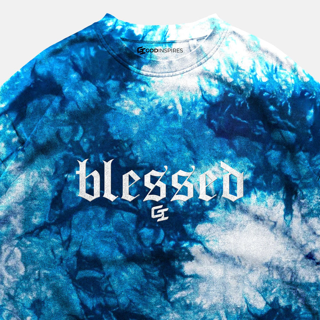 Epiphany 'Blessed' Oversized Tie - Dye T - Shirt (Embroidered) - God Inspires