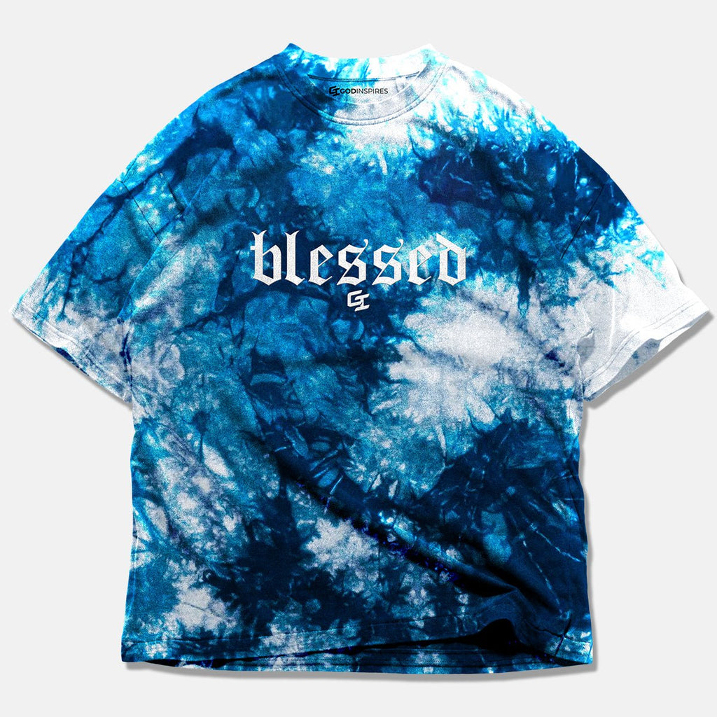 Epiphany 'Blessed' Oversized Tie - Dye T - Shirt (Embroidered) - God Inspires