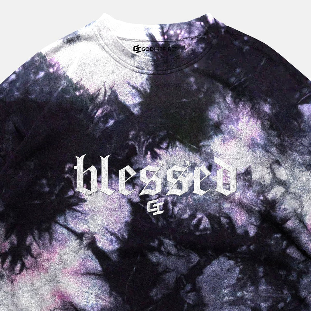 Epiphany 'Blessed' Oversized Tie - Dye T - Shirt (Embroidered) - God Inspires