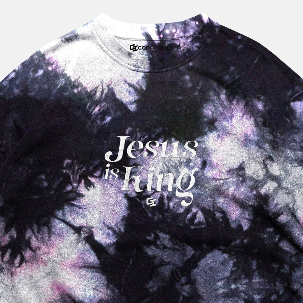 Epiphany 'Jesus Is King' Oversized Tie - Dye T - Shirt (Embroidered) - God Inspires