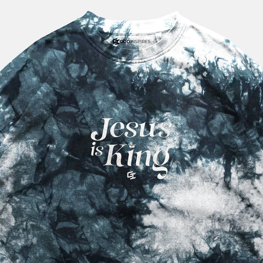 Epiphany 'Jesus Is King' Oversized Tie - Dye T - Shirt (Embroidered) - God Inspires