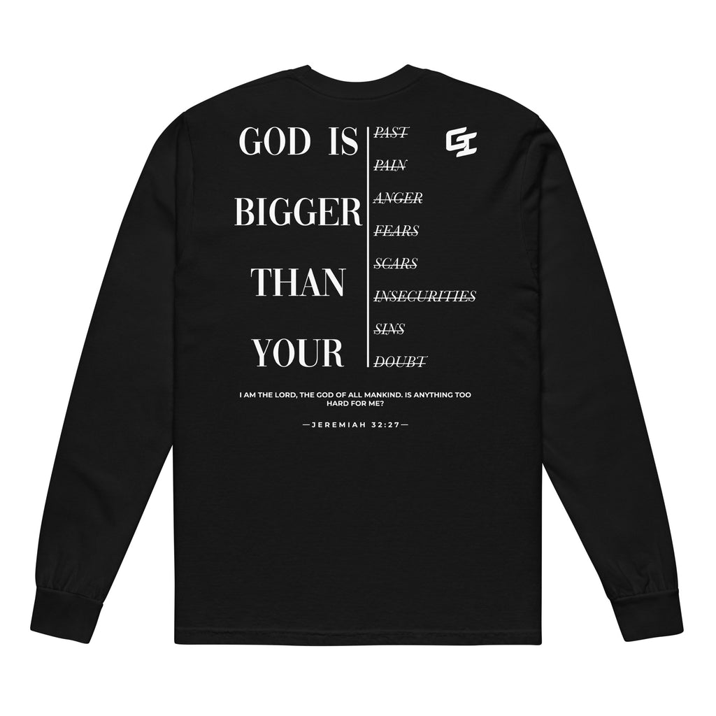 'God Is Bigger' Garment-Dyed Heavyweight Long-Sleeve Shirt